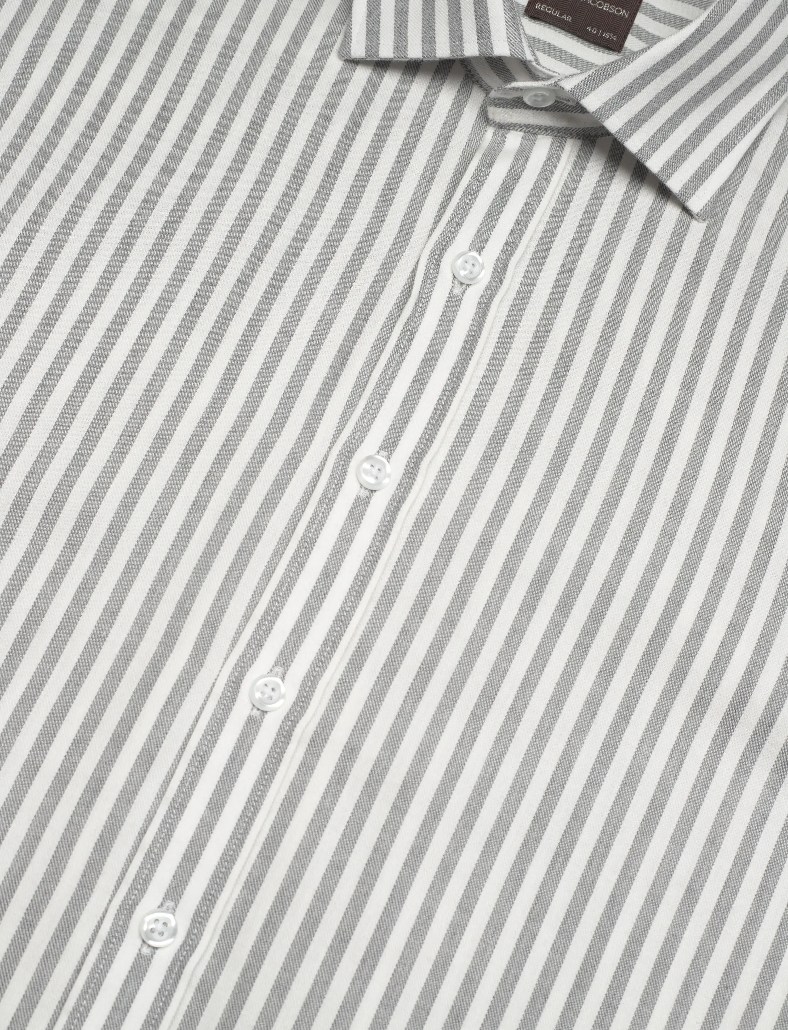 Oscar Jacobson - Reg Fit Cut Away Striped Flannel - seaside grey - 3