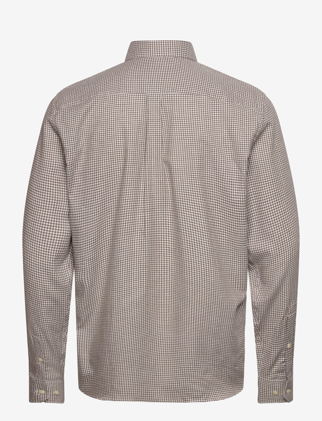 Oscar Jacobson - Reg Fit Cut Away Gingham Flannel - basic skjortor - latte beige - 1