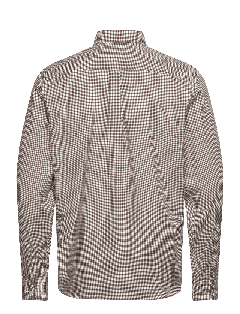 Oscar Jacobson - Reg Fit Cut Away Gingham Flannel - basic skjortor - latte beige - 1