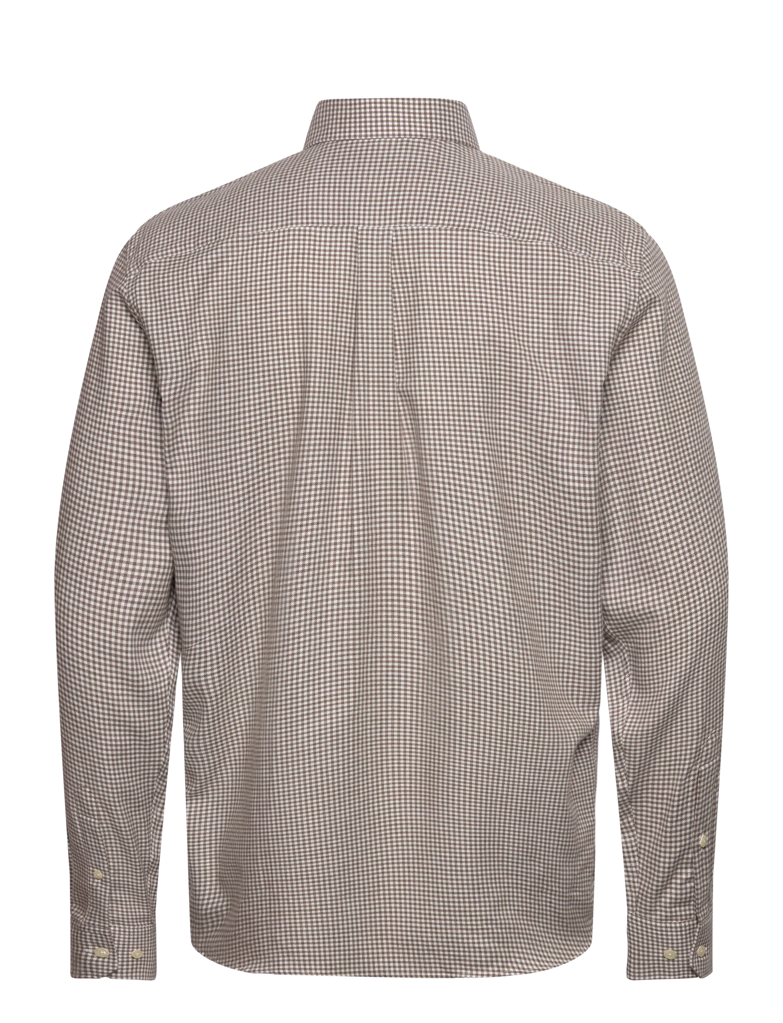 Oscar Jacobson - Reg Fit Cut Away Gingham Flannel - latte beige - 1
