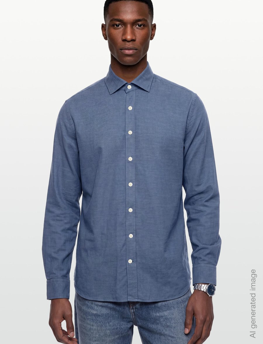 Oscar Jacobson - Reg Fit Cut Away Brushed Flannel - flanell-hemden - bijon blue - 3