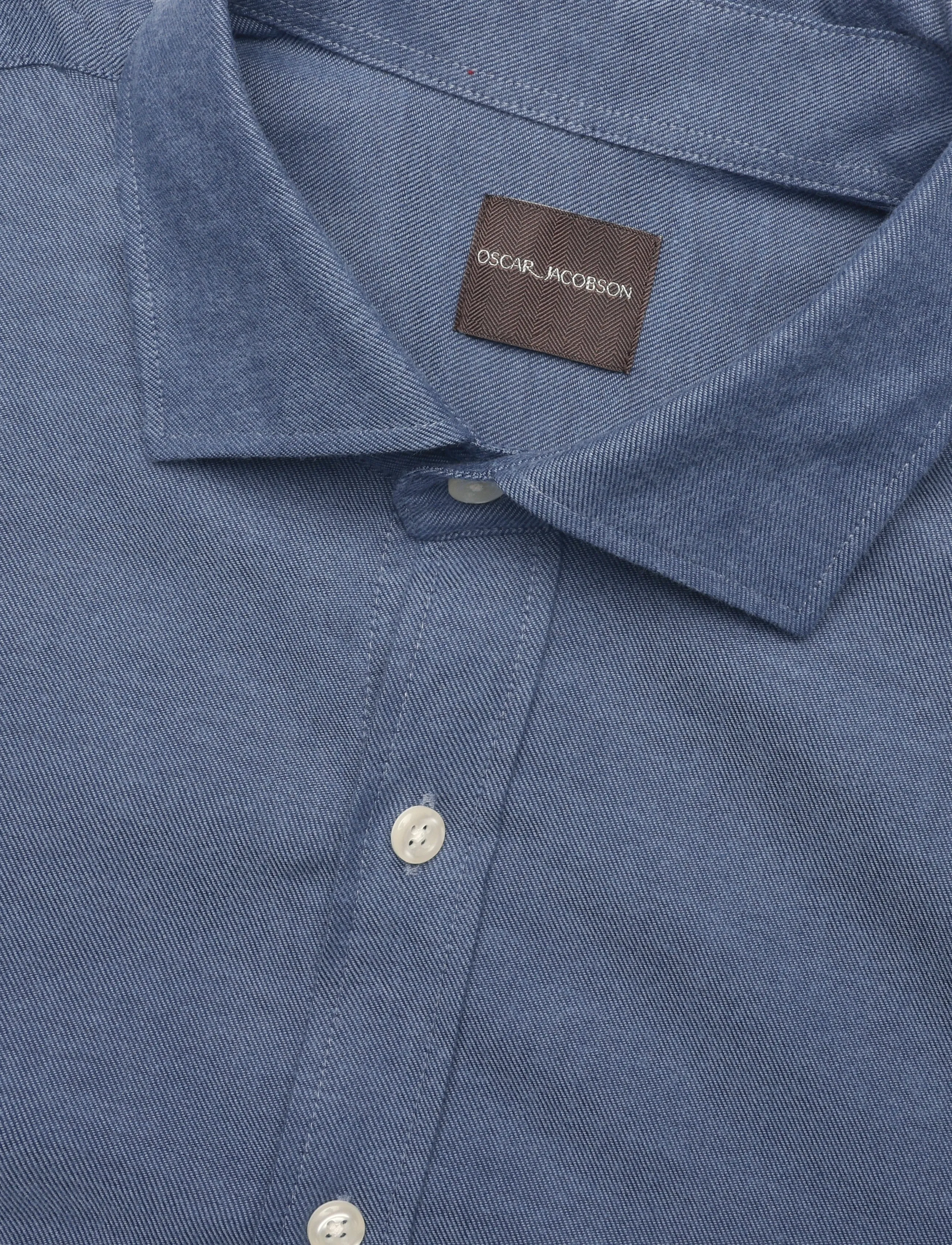 Oscar Jacobson - Reg Fit Cut Away Brushed Flannel - flannel-skjorter - bijon blue - 5