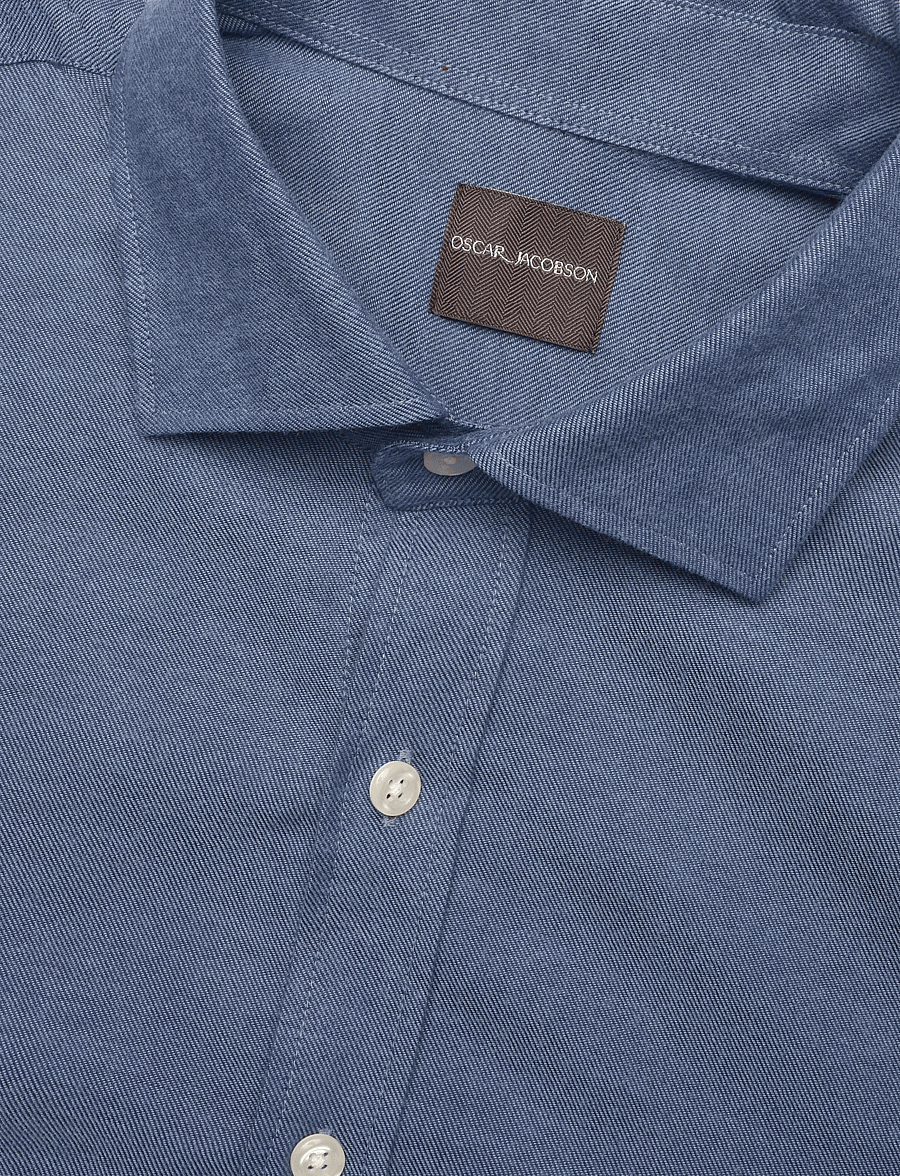 Oscar Jacobson - Reg Fit Cut Away Brushed Flannel - flanell-hemden - bijon blue - 5