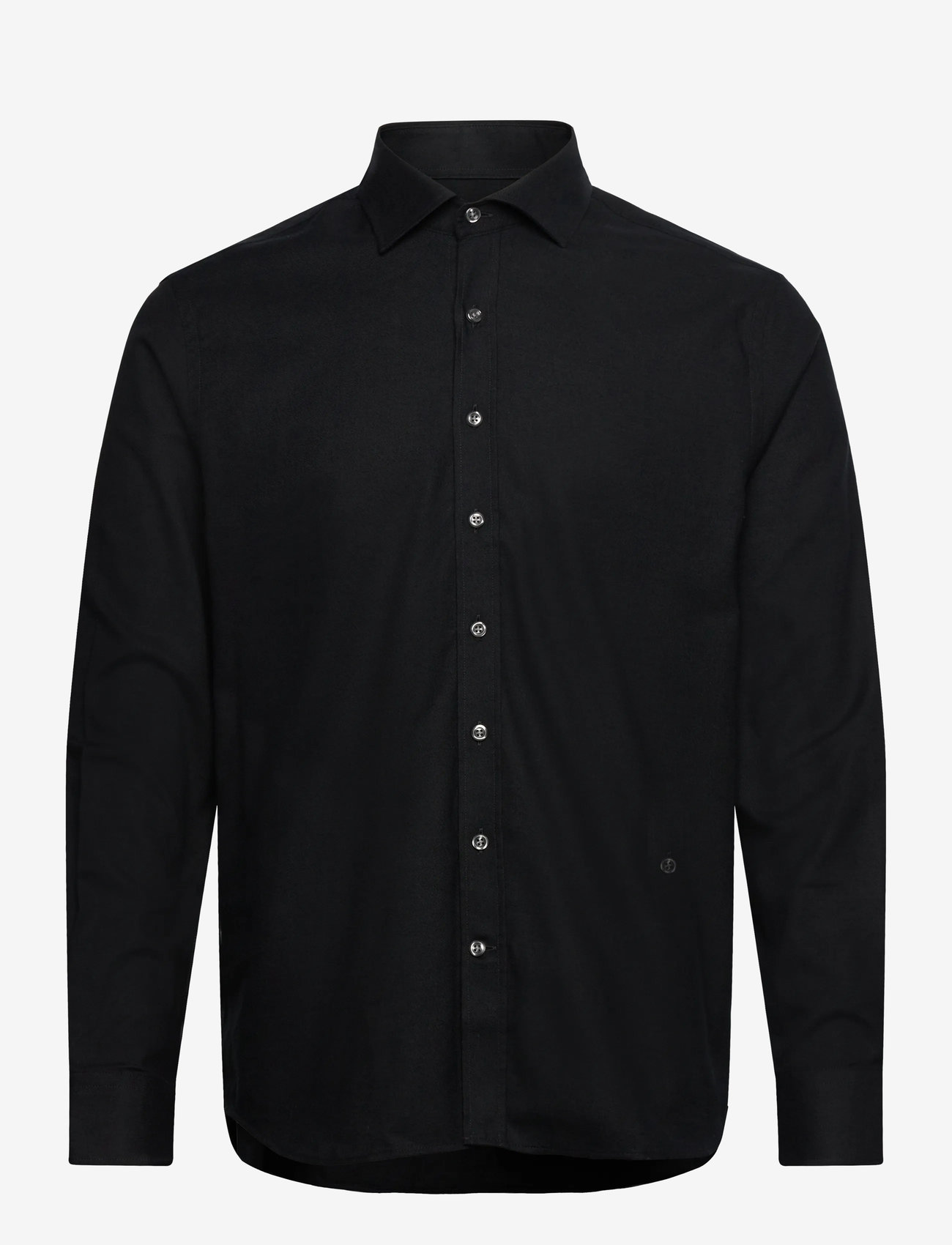 Oscar Jacobson - Reg Fit Cut Away Brushed Flannel - basic skjortor - black - 0