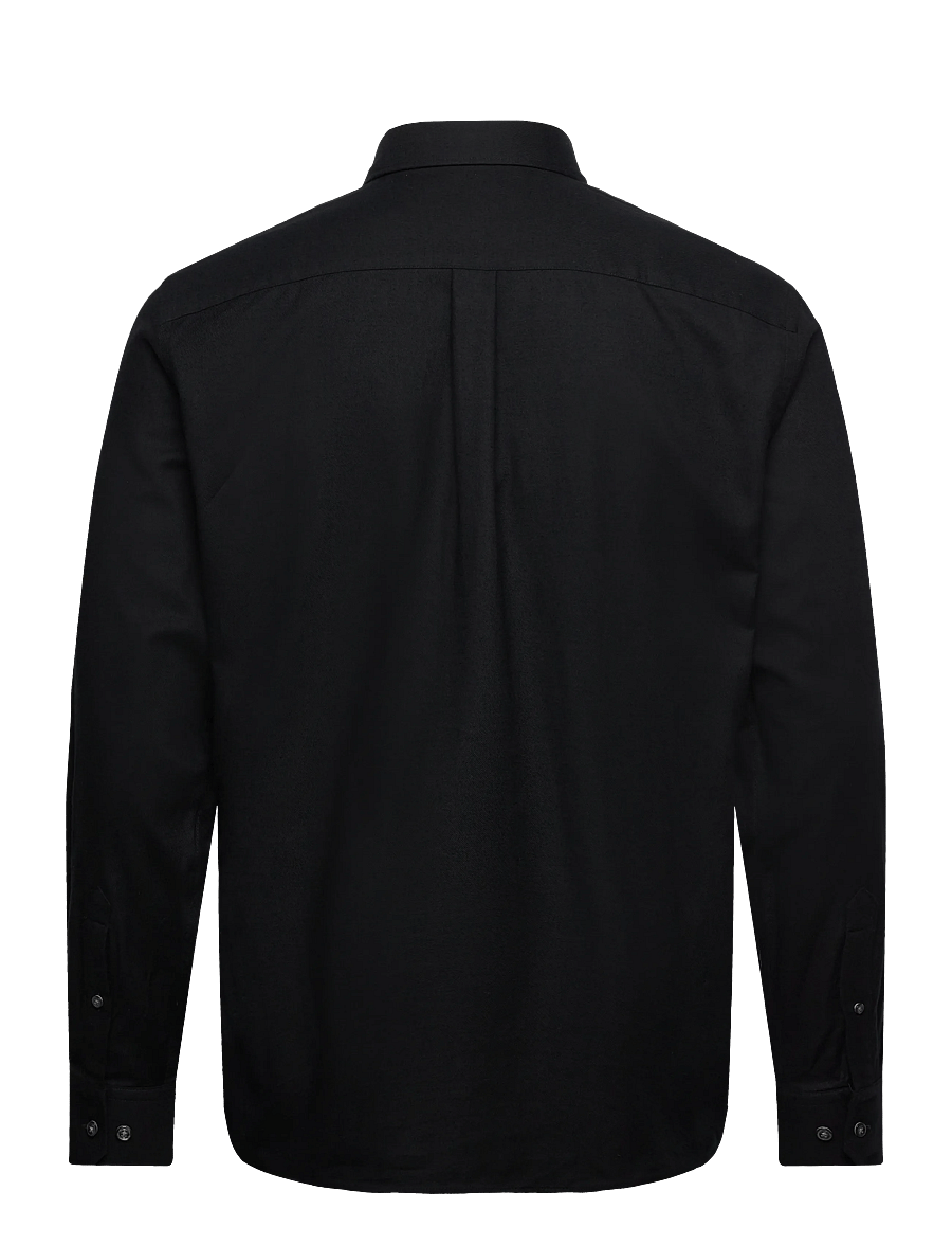 Oscar Jacobson - Reg Fit Cut Away Brushed Flannel - flanellskjortor - black - 1