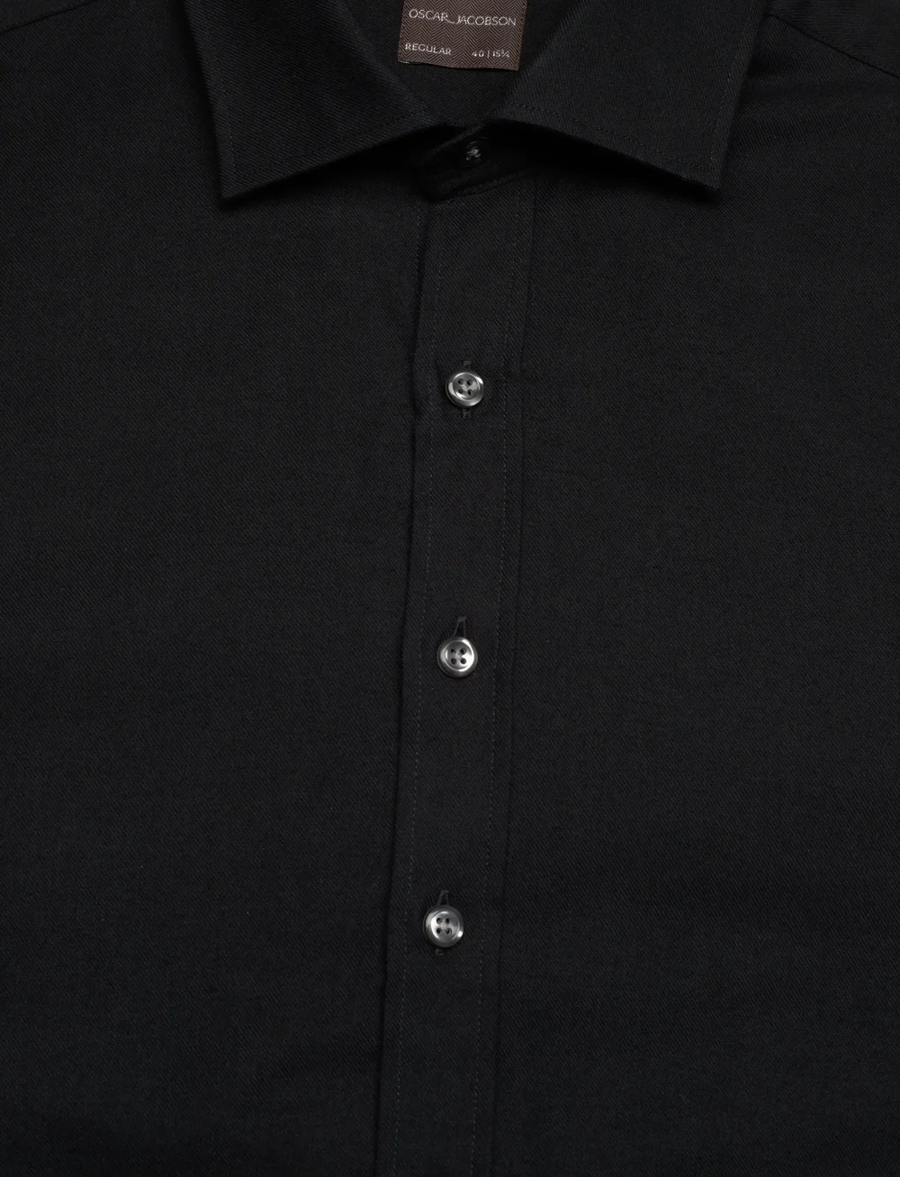 Oscar Jacobson - Reg Fit Cut Away Brushed Flannel - tavalised t-särgid - black - 2