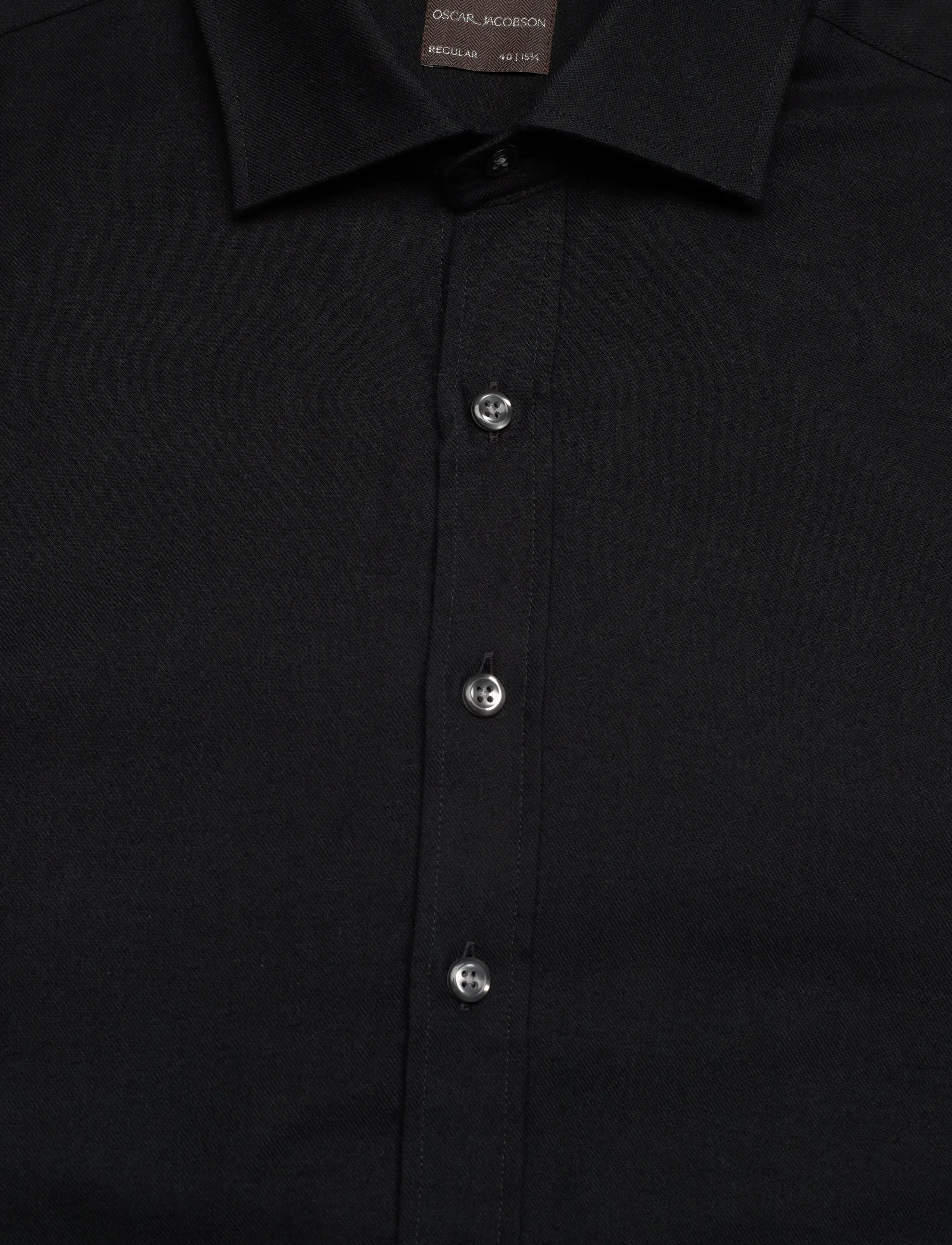 Oscar Jacobson - Reg Fit Cut Away Brushed Flannel - flaneļa krekli - black - 2