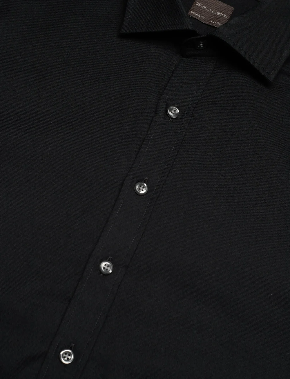 Oscar Jacobson - Reg Fit Cut Away Brushed Flannel - tavalised t-särgid - black - 3