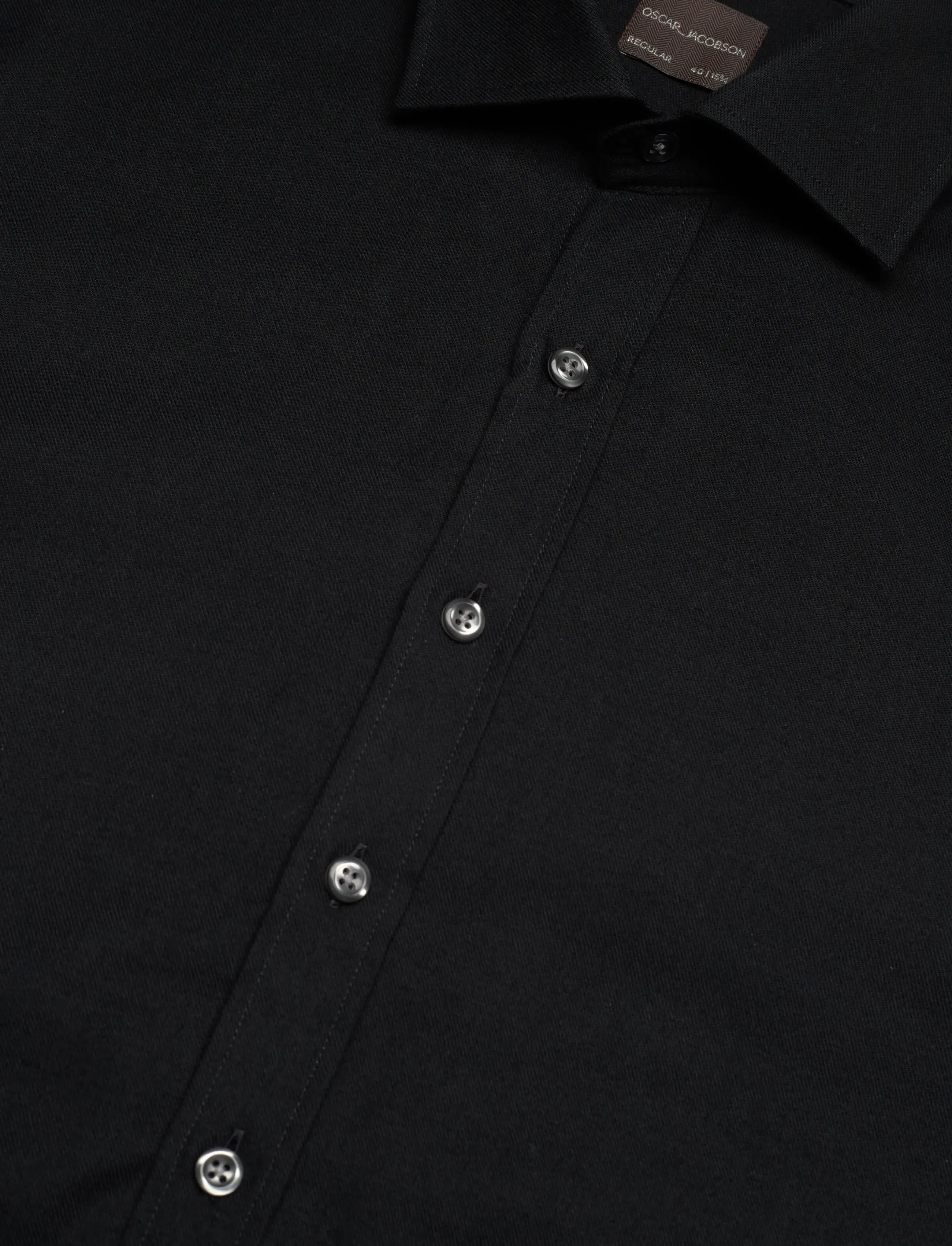 Oscar Jacobson - Reg Fit Cut Away Brushed Flannel - flaneļa krekli - black - 3