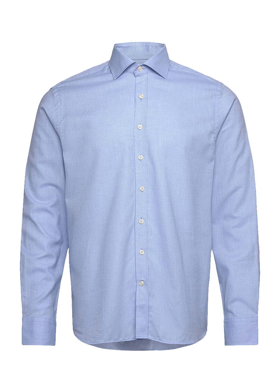 Oscar Jacobson - Reg Fit Cut Away Brushed Flannel - flanell-hemden - deep blue - 0