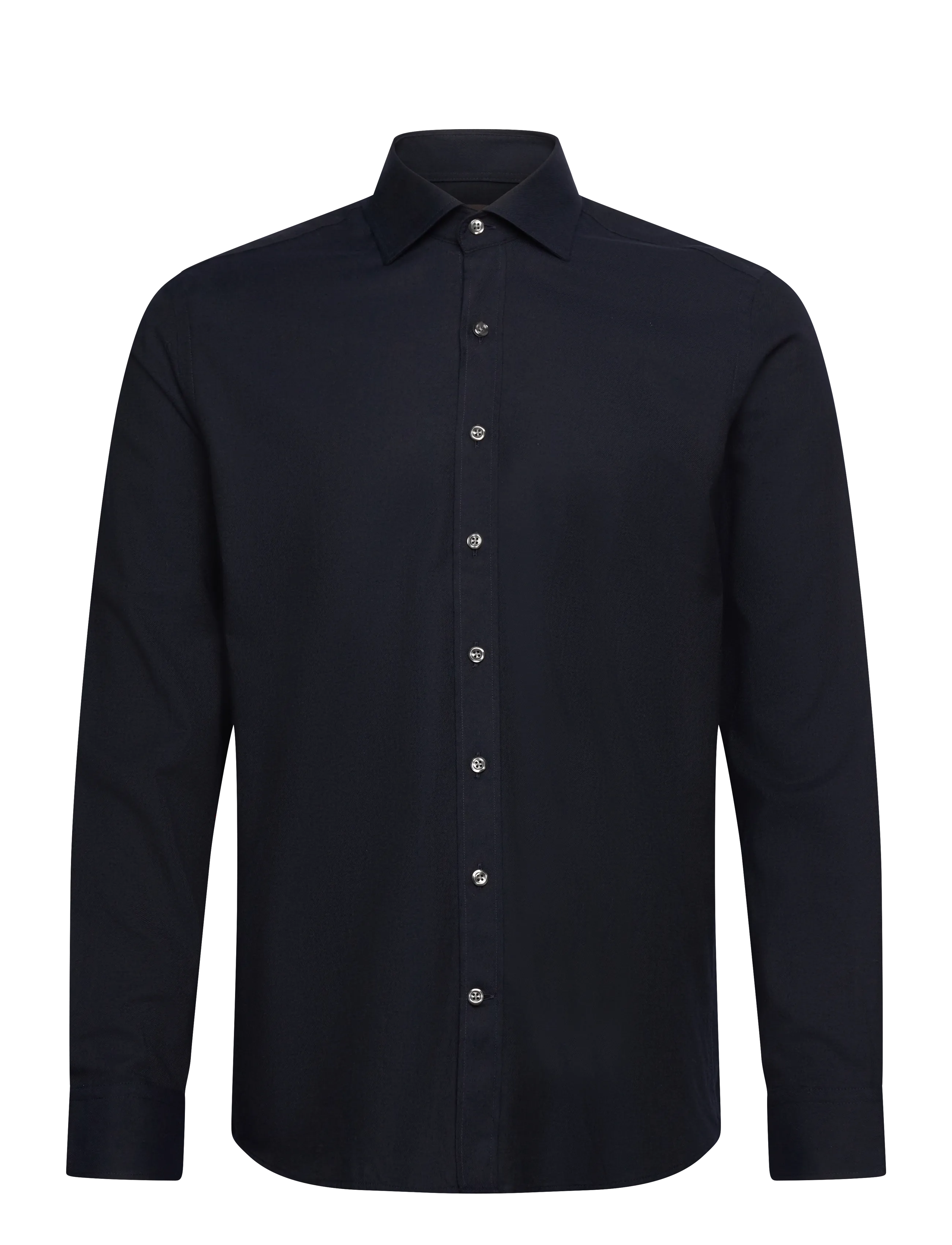 Oscar Jacobson Reg Fit Cut Away Brushed Flannel, Mænd, Cut Away Flanellskjorte, Navy, Str: 43
