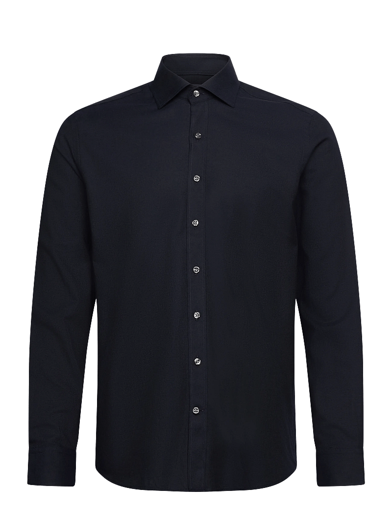 Oscar Jacobson - Reg Fit Cut Away Brushed Flannel - basic skjortor - navy - 0