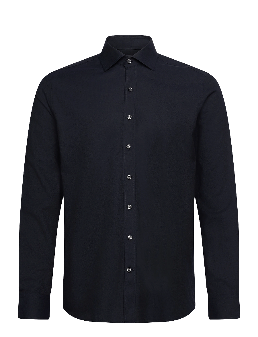 Oscar Jacobson - Reg Fit Cut Away Brushed Flannel - flanellskjortor - navy - 0