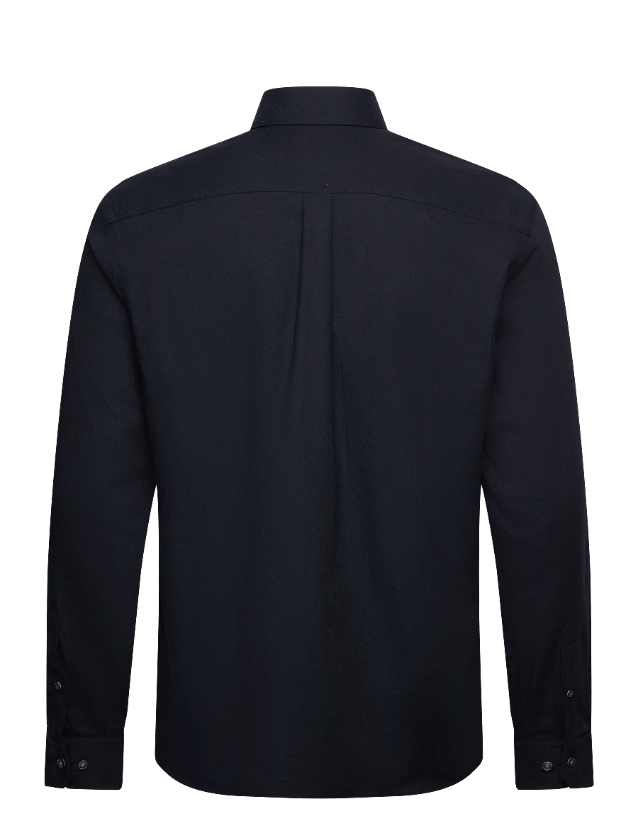 Oscar Jacobson - Reg Fit Cut Away Brushed Flannel - flanellskjortor - navy - 1