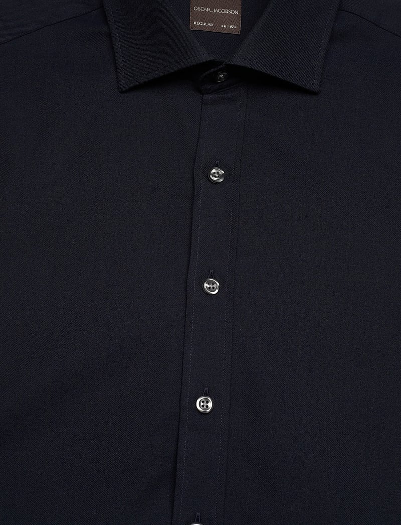 Oscar Jacobson - Reg Fit Cut Away Brushed Flannel - basic skjortor - navy - 2