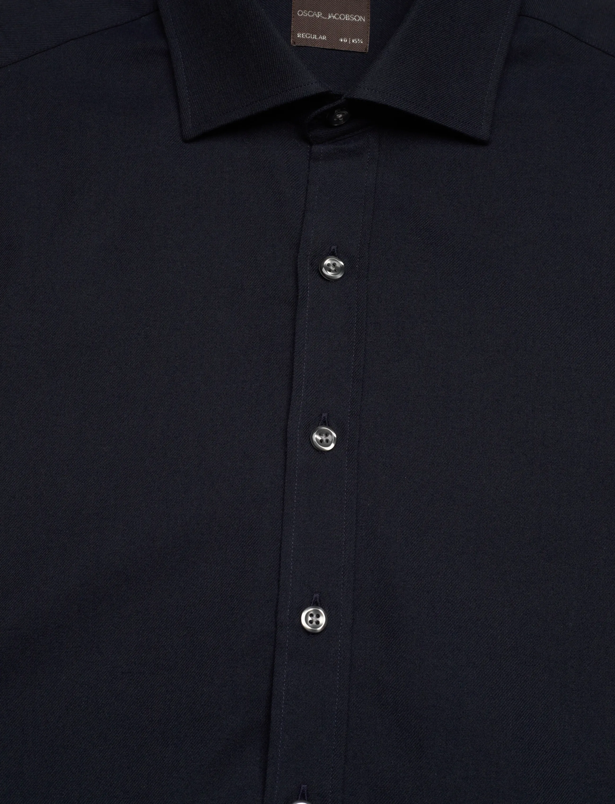 Oscar Jacobson - Reg Fit Cut Away Brushed Flannel - flanellsärgid - navy - 2