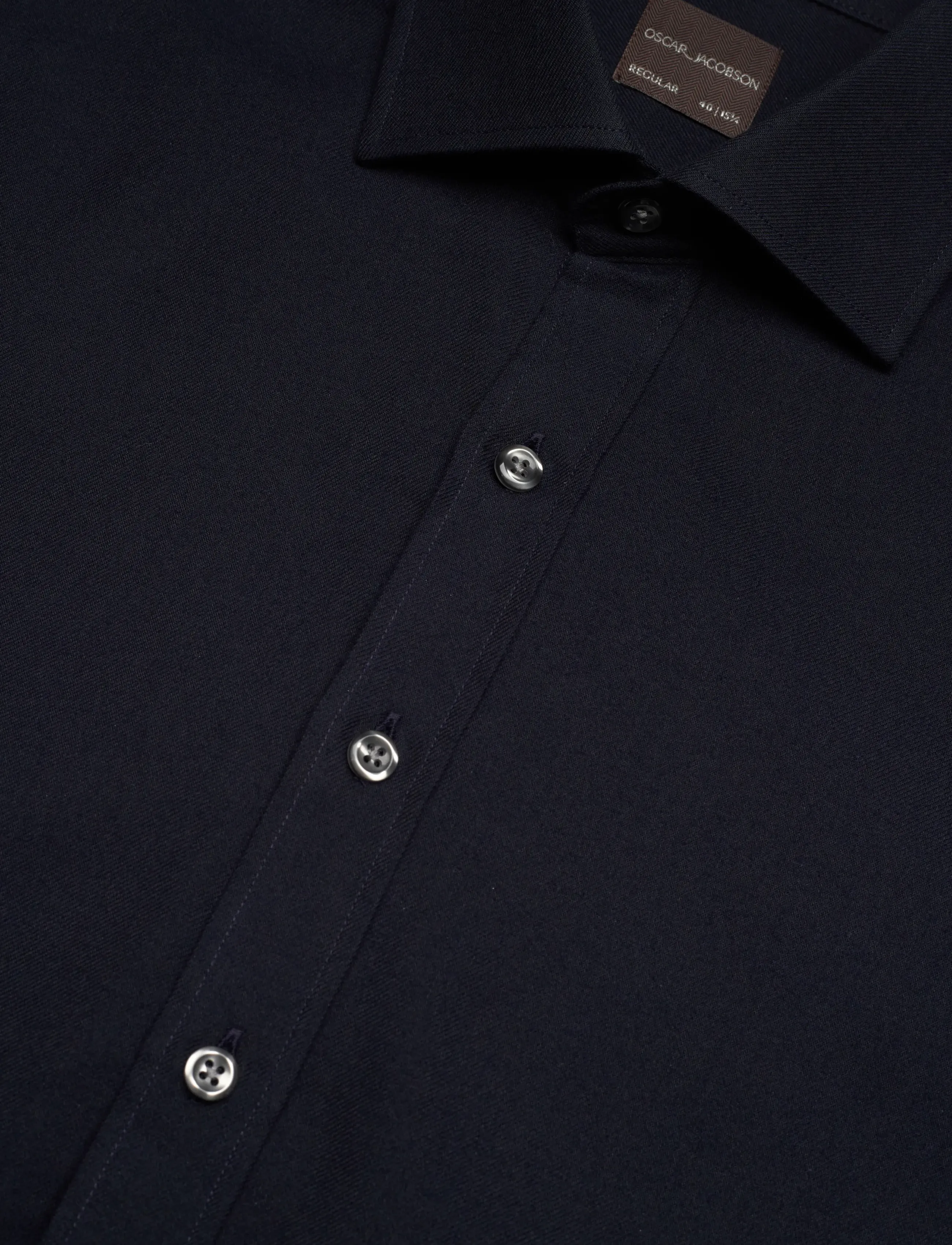 Oscar Jacobson - Reg Fit Cut Away Brushed Flannel - flanellsärgid - navy - 3