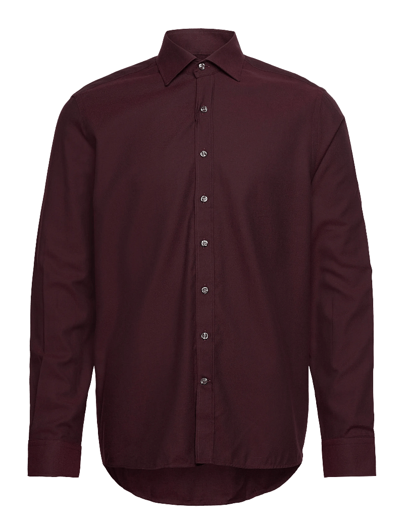 Oscar Jacobson - Reg Fit Cut Away Brushed Flannel - basic skjortor - red moon - 0