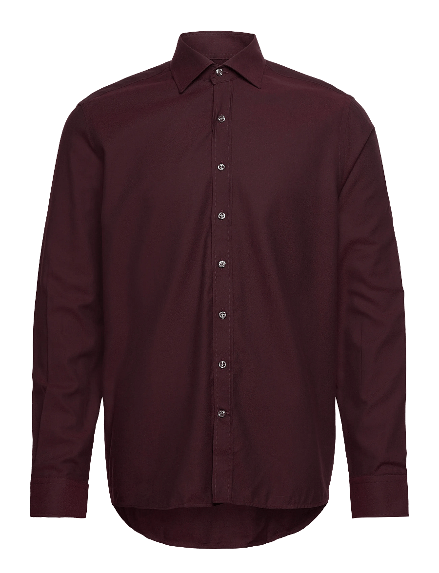 Oscar Jacobson - Reg Fit Cut Away Brushed Flannel - flanellskjortor - red moon - 0
