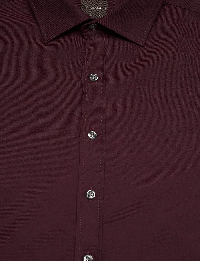 Oscar Jacobson - Reg Fit Cut Away Brushed Flannel - basic skjortor - red moon - 2