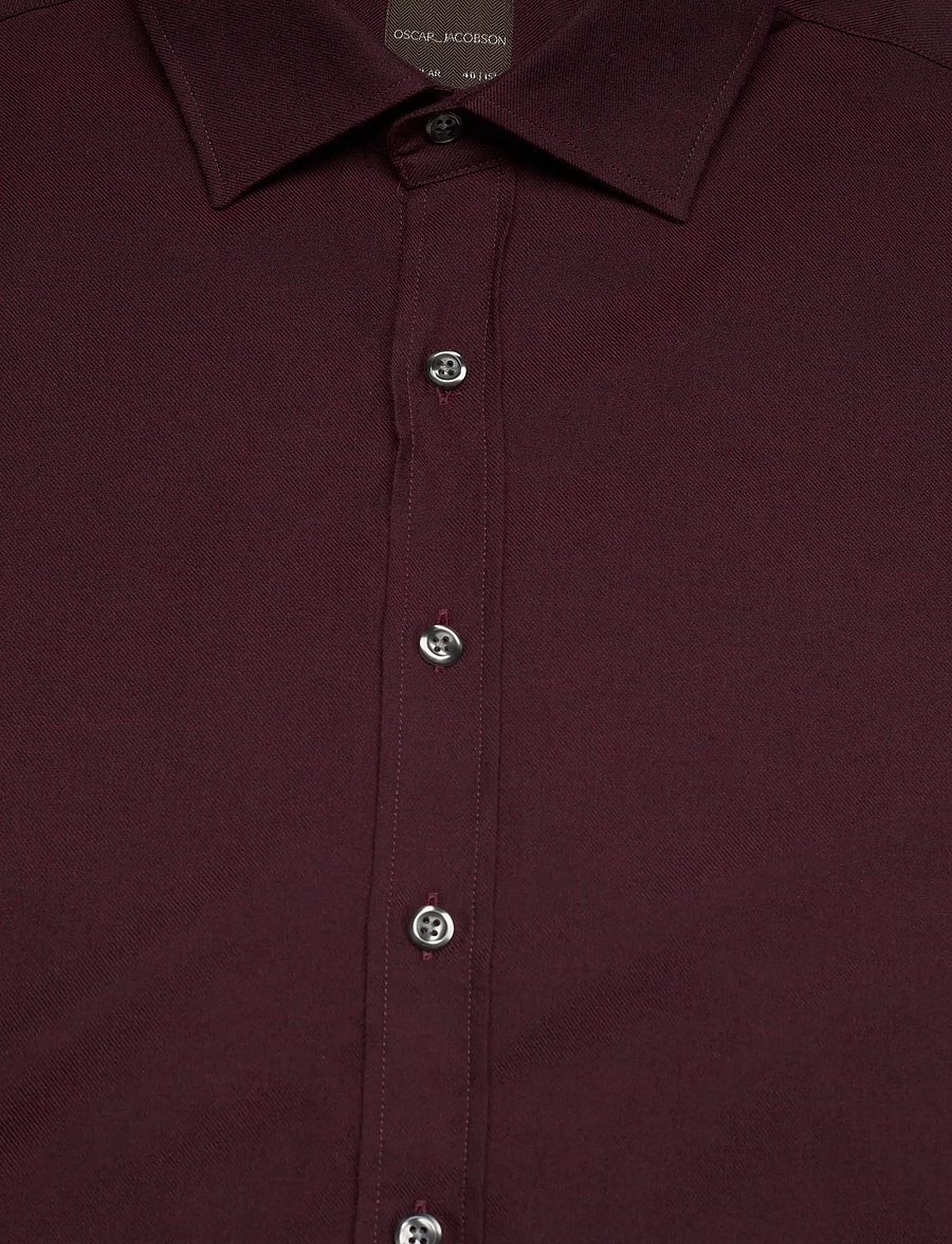 Oscar Jacobson - Reg Fit Cut Away Brushed Flannel - flanellskjortor - red moon - 2