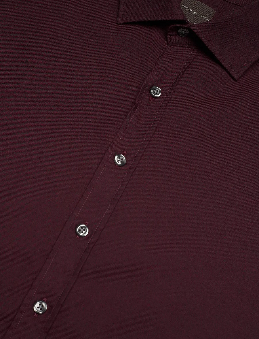Oscar Jacobson - Reg Fit Cut Away Brushed Flannel - flanellskjortor - red moon - 3