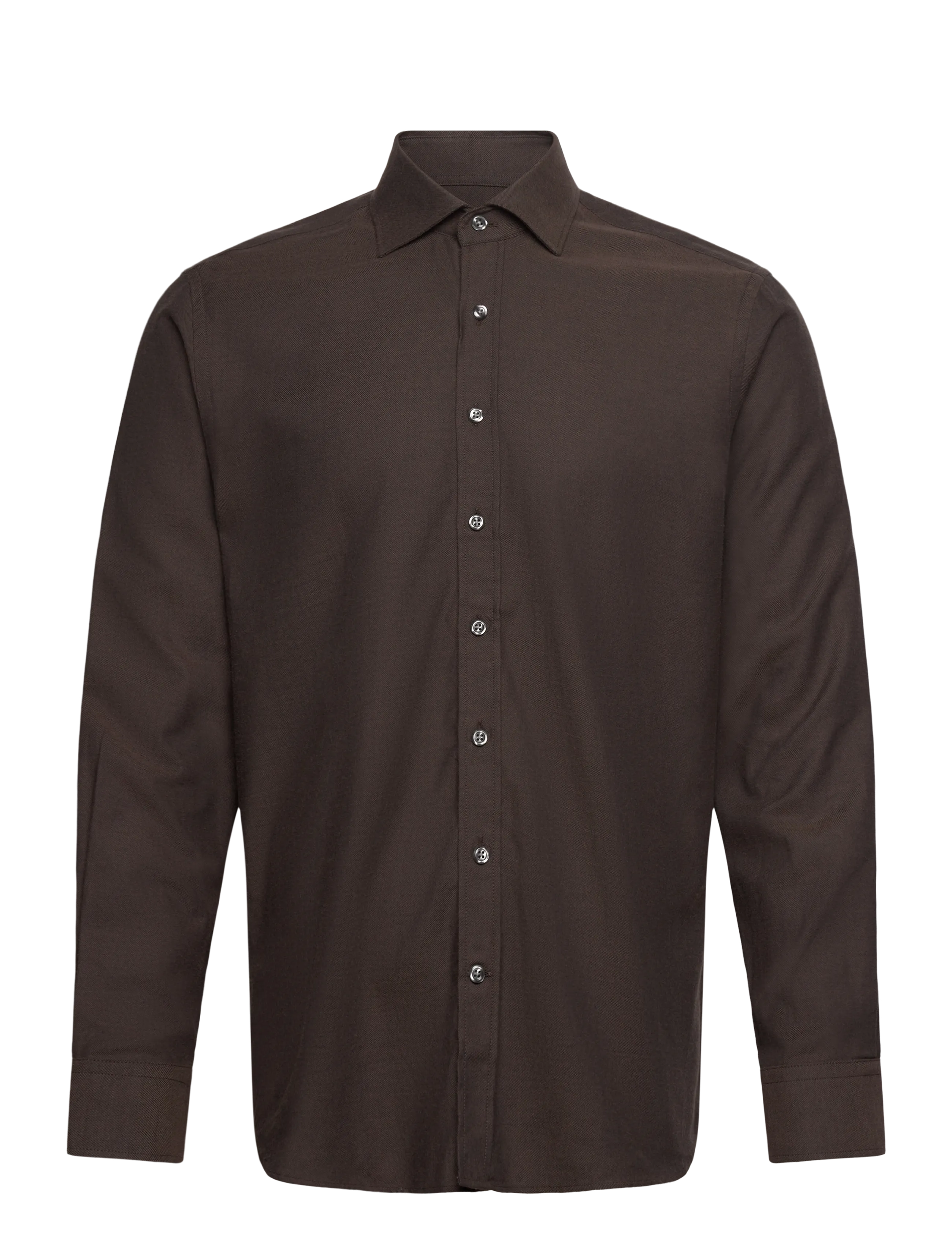 Oscar Jacobson Reg Fit Cut Away Brushed Flannel, 40, Shirts, Braun - Flannel Männerswear