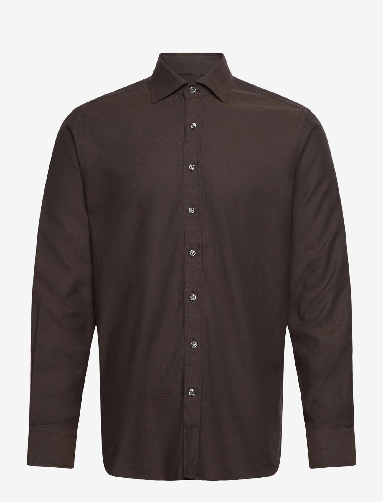 Oscar Jacobson - Reg Fit Cut Away Brushed Flannel - basic skjortor - warm brown - 0