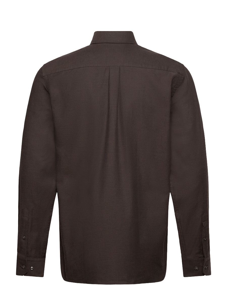 Oscar Jacobson - Reg Fit Cut Away Brushed Flannel - flanell-hemden - warm brown - 1