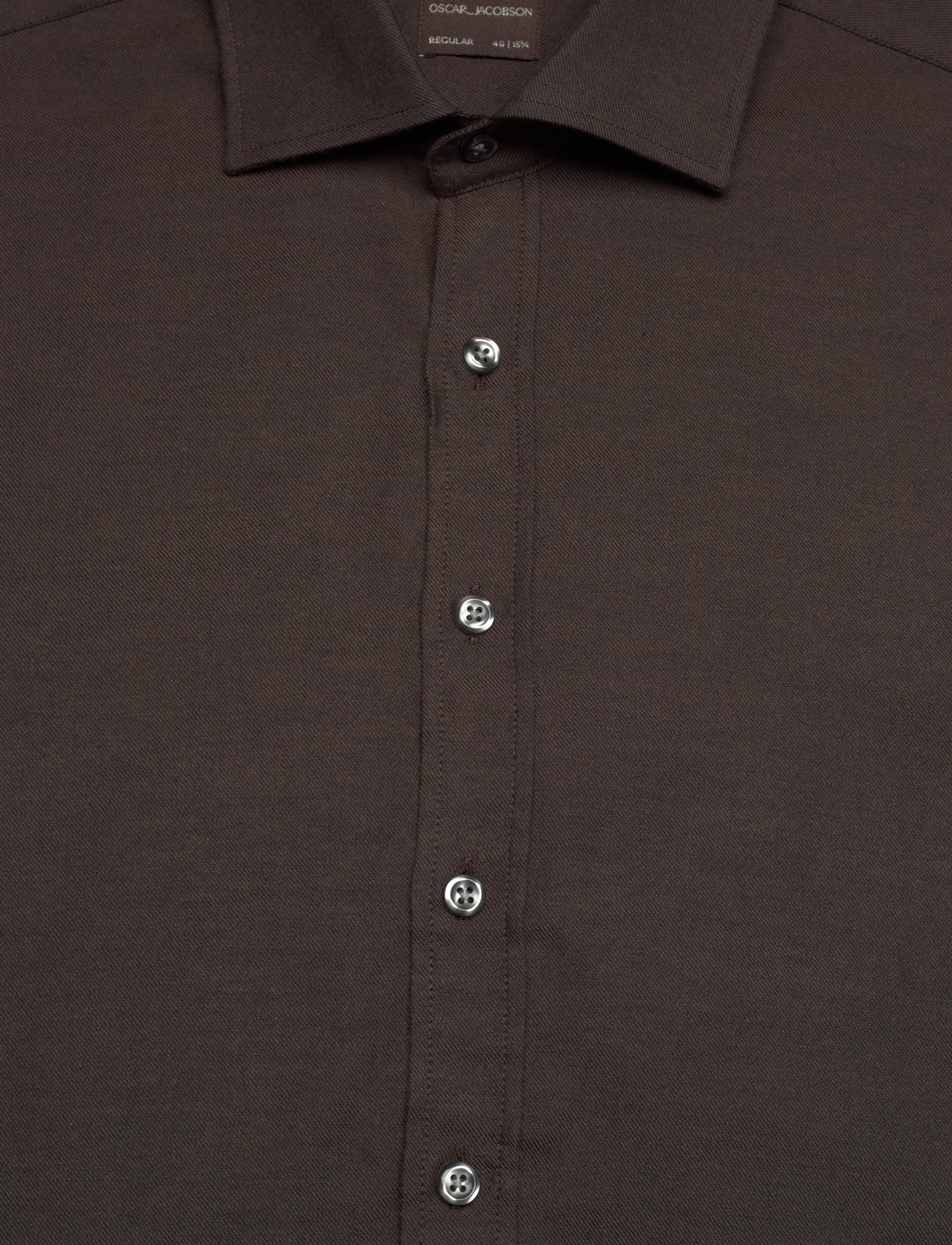 Oscar Jacobson - Reg Fit Cut Away Brushed Flannel - flannel-skjorter - warm brown - 2