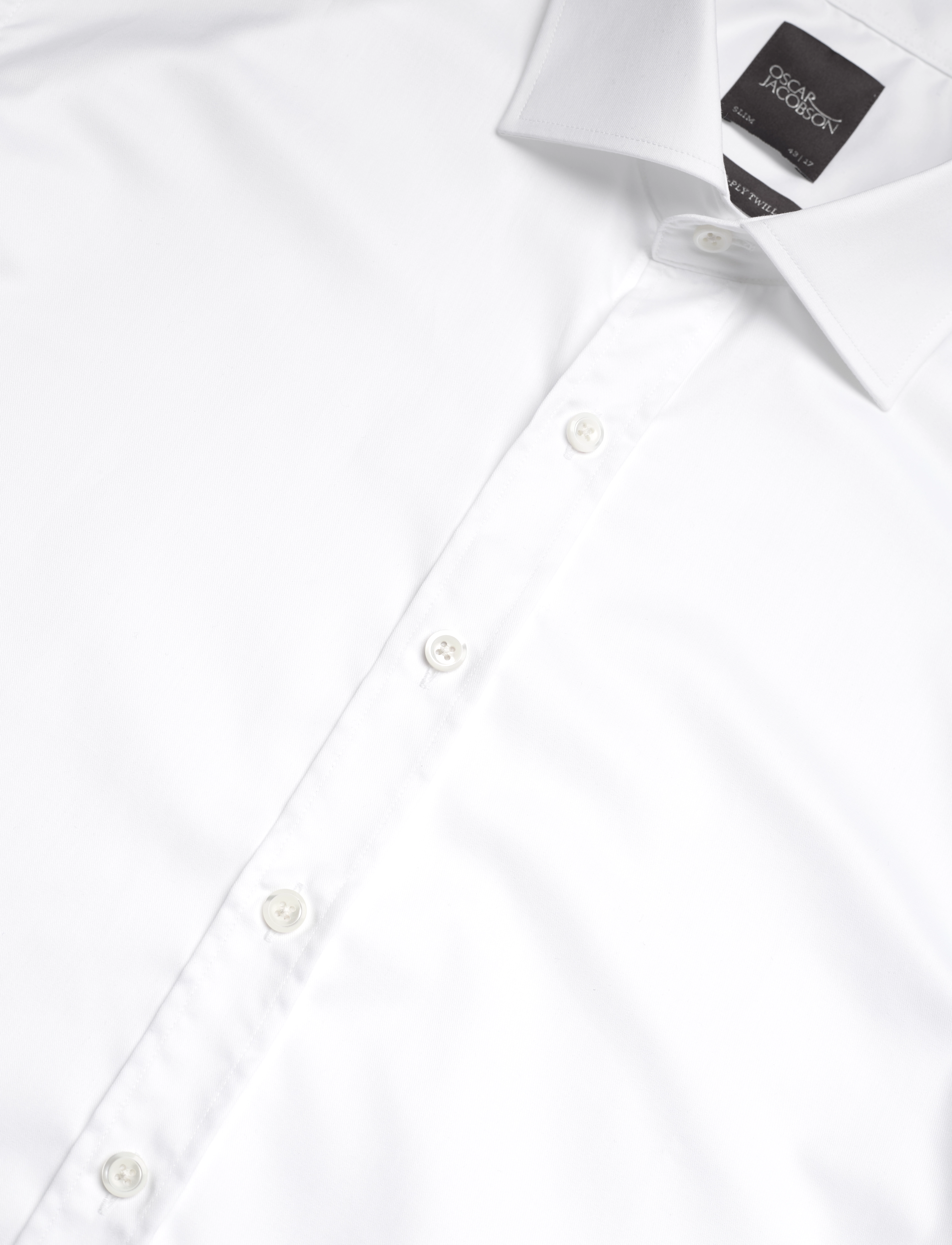 Oscar Jacobson - Slim Fit Cut Away Double Cuff Shirt - optical white - 3