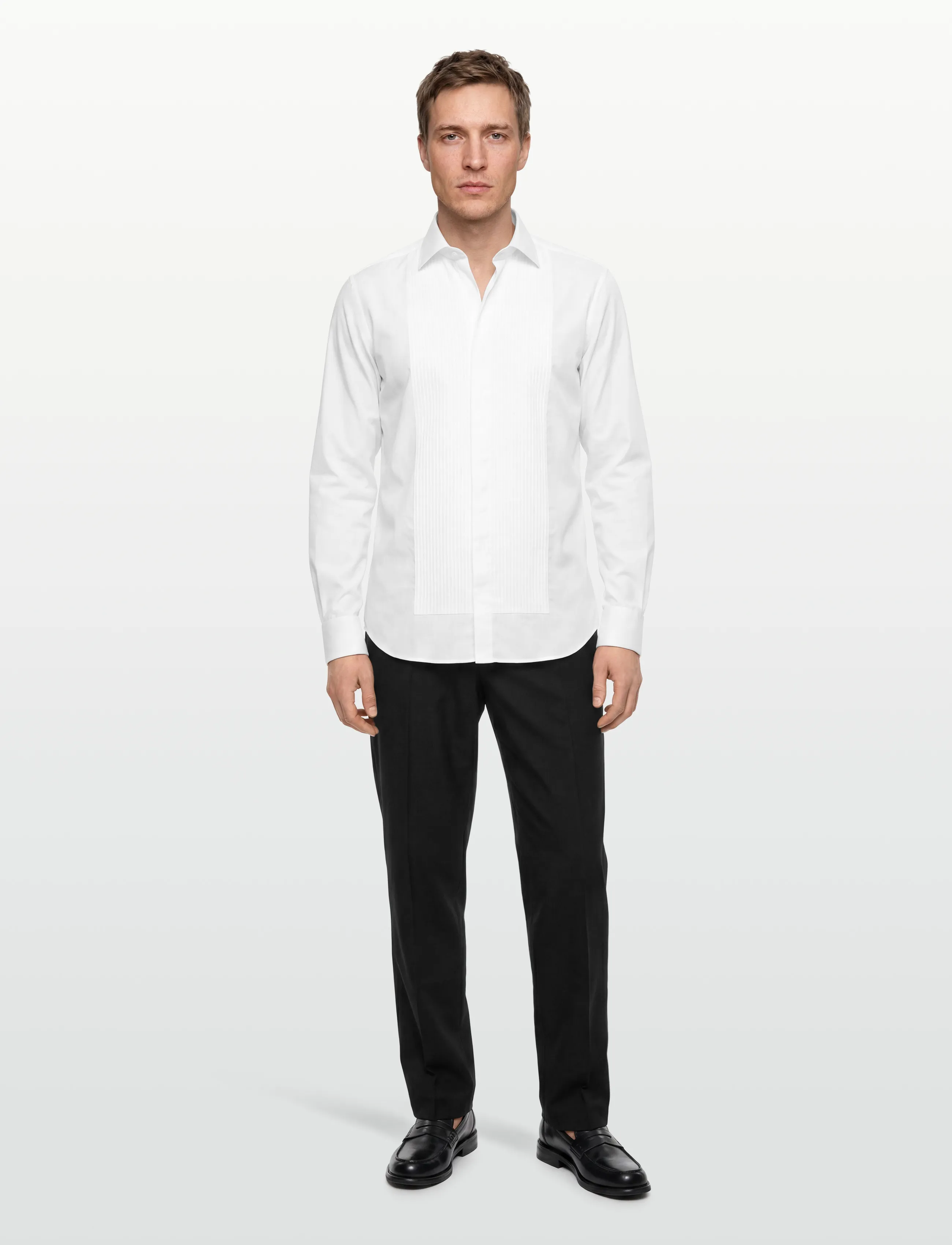 Oscar Jacobson Slim Fit Cut Away Tuxedo Double Cuff Shirt, 42, Shirts, Weiß - Männerswear