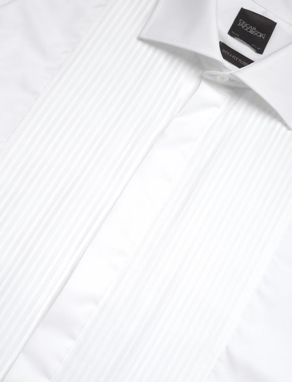 Oscar Jacobson - Slim Fit Cut Away Tuxedo Double Cuff Shirt - basic shirts - optical white - 3