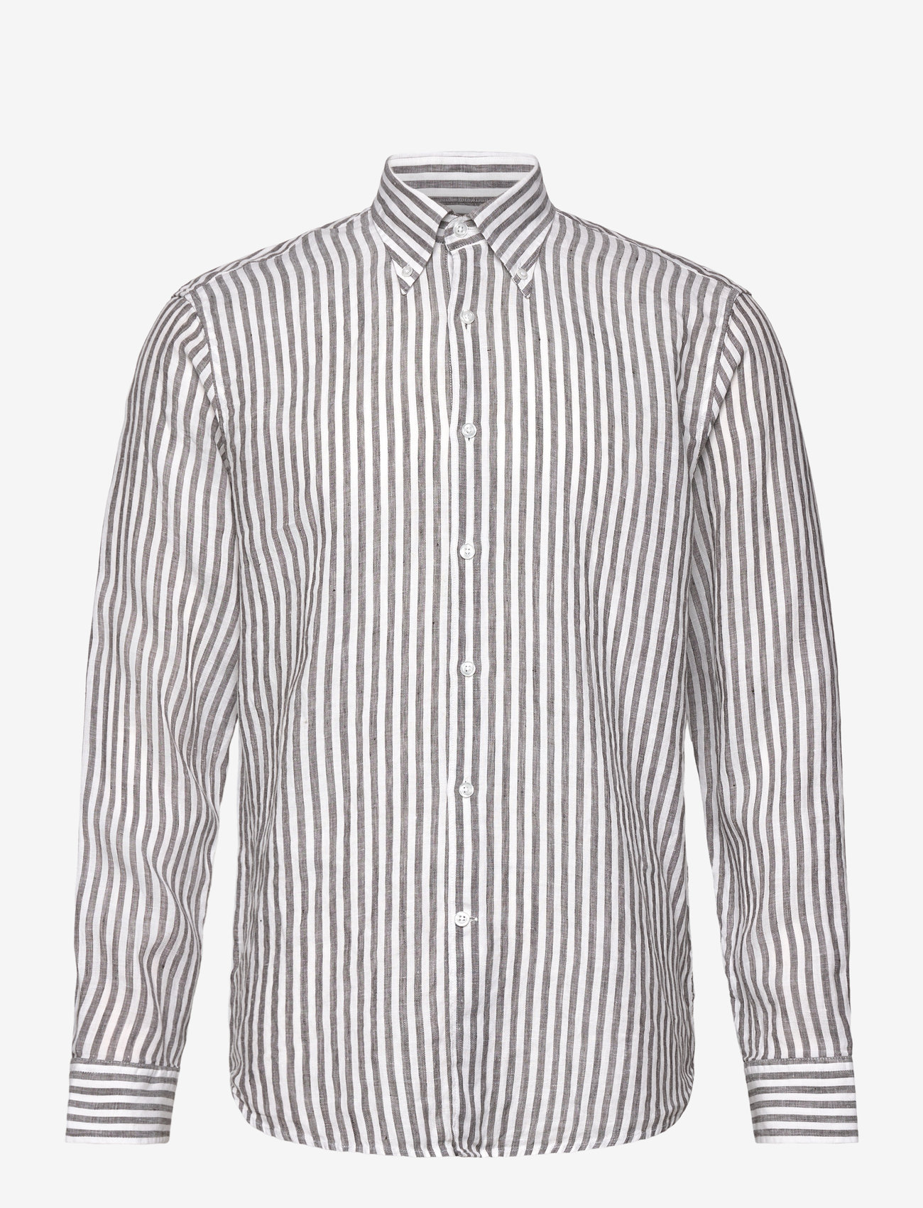 Oscar Jacobson - Reg Fit BD Striped Linen Shirt - basket beige - 0