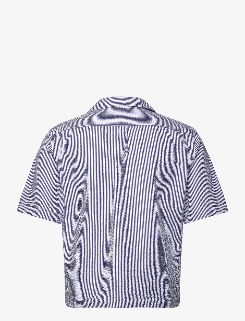Oscar Jacobson - Reg Fit Cuban SS Striped Seersucker Shirt - short-sleeved shirts - optical white - 1