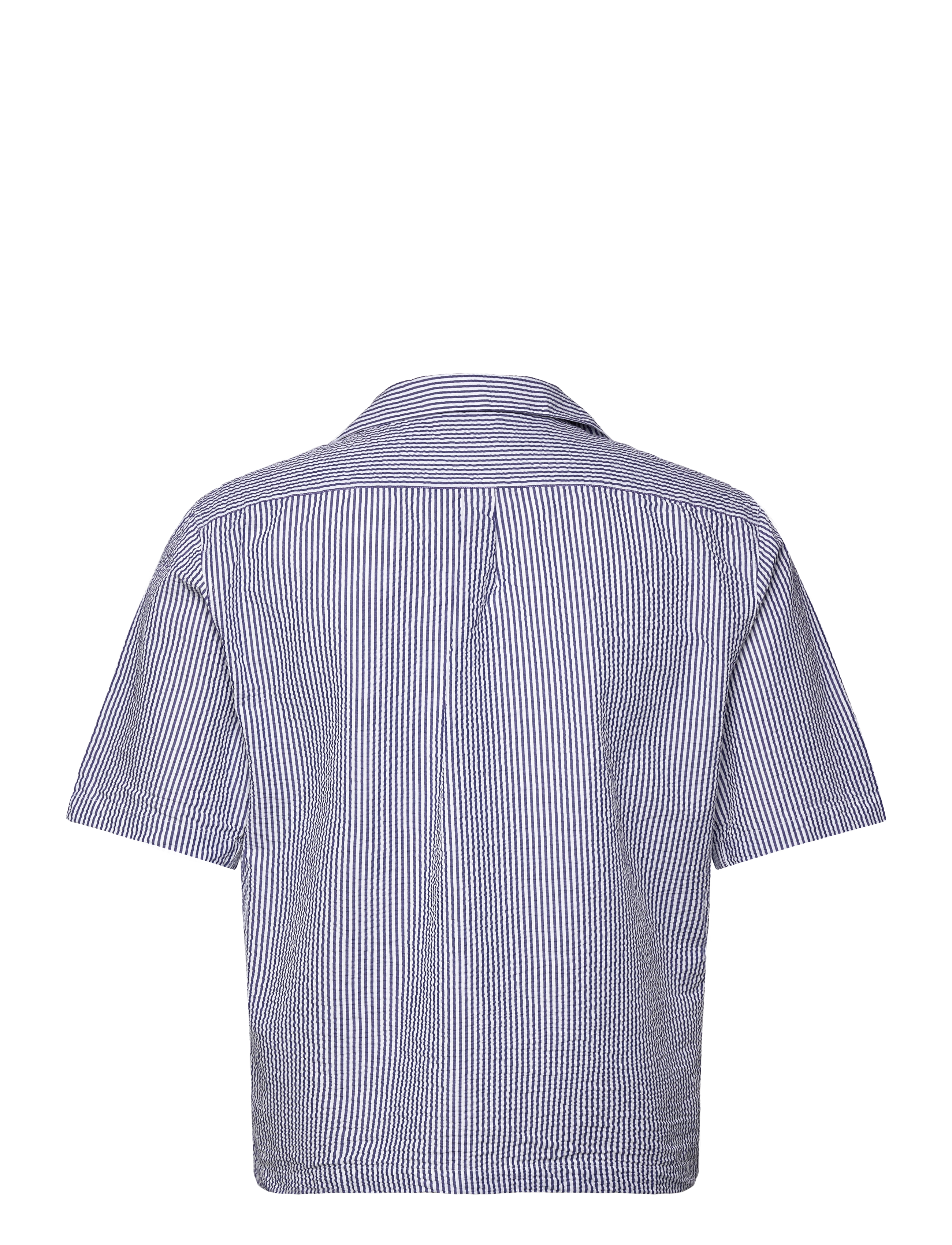 Oscar Jacobson - Reg Fit Cuban SS Striped Seersucker Shirt - optical white - 1