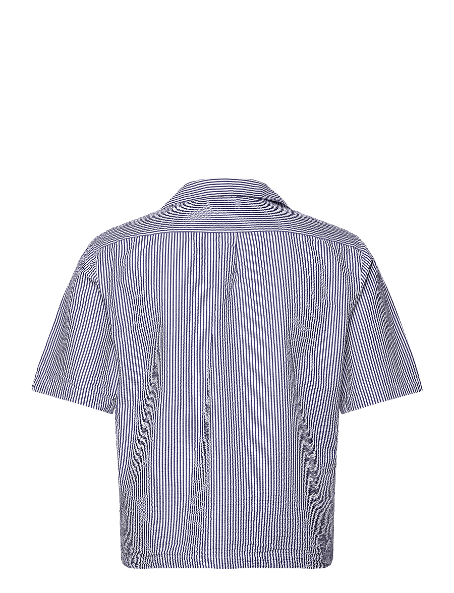 Oscar Jacobson - Reg Fit Cuban SS Striped Seersucker Shirt - optical white - 1