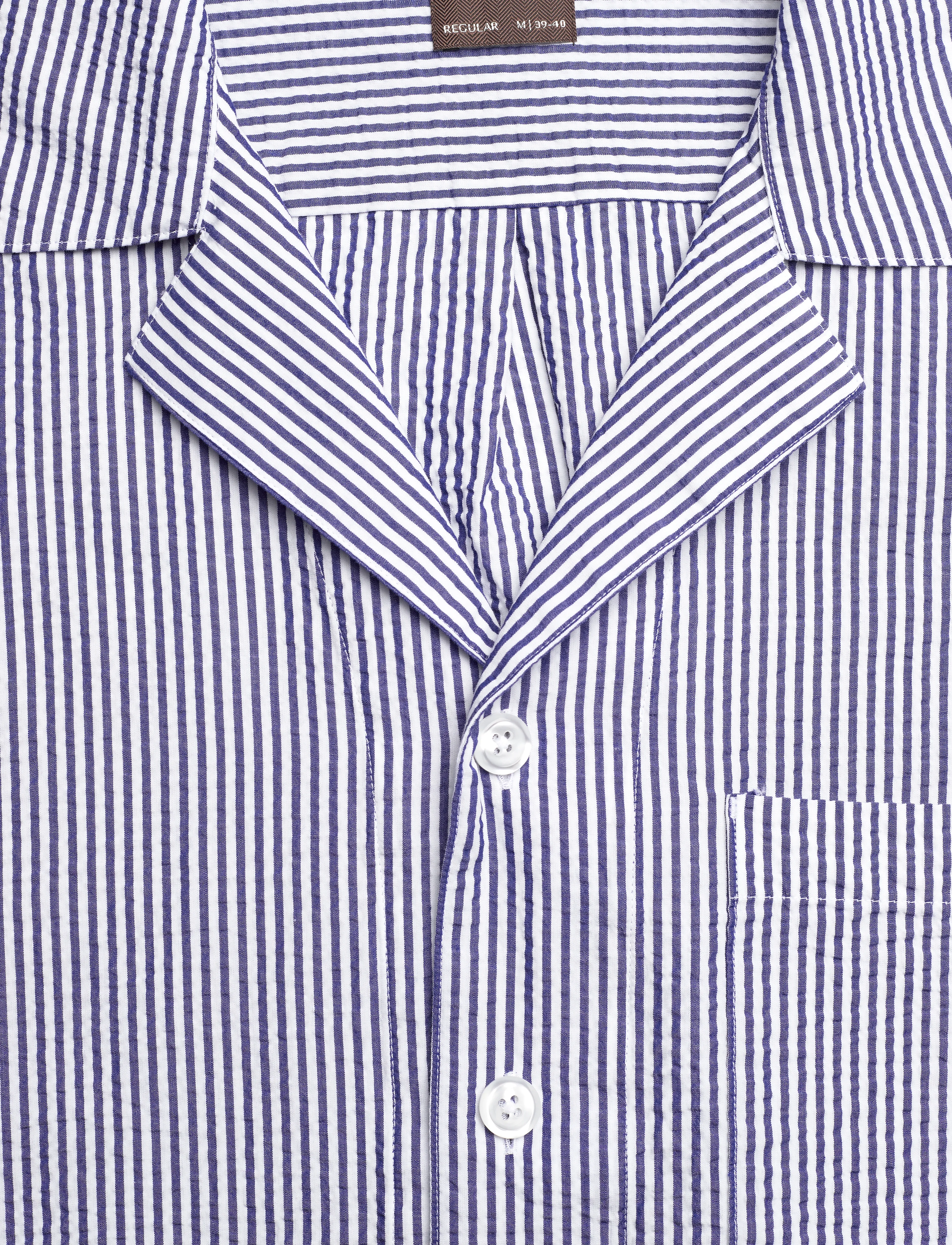 Oscar Jacobson - Reg Fit Cuban SS Striped Seersucker Shirt - optical white - 2