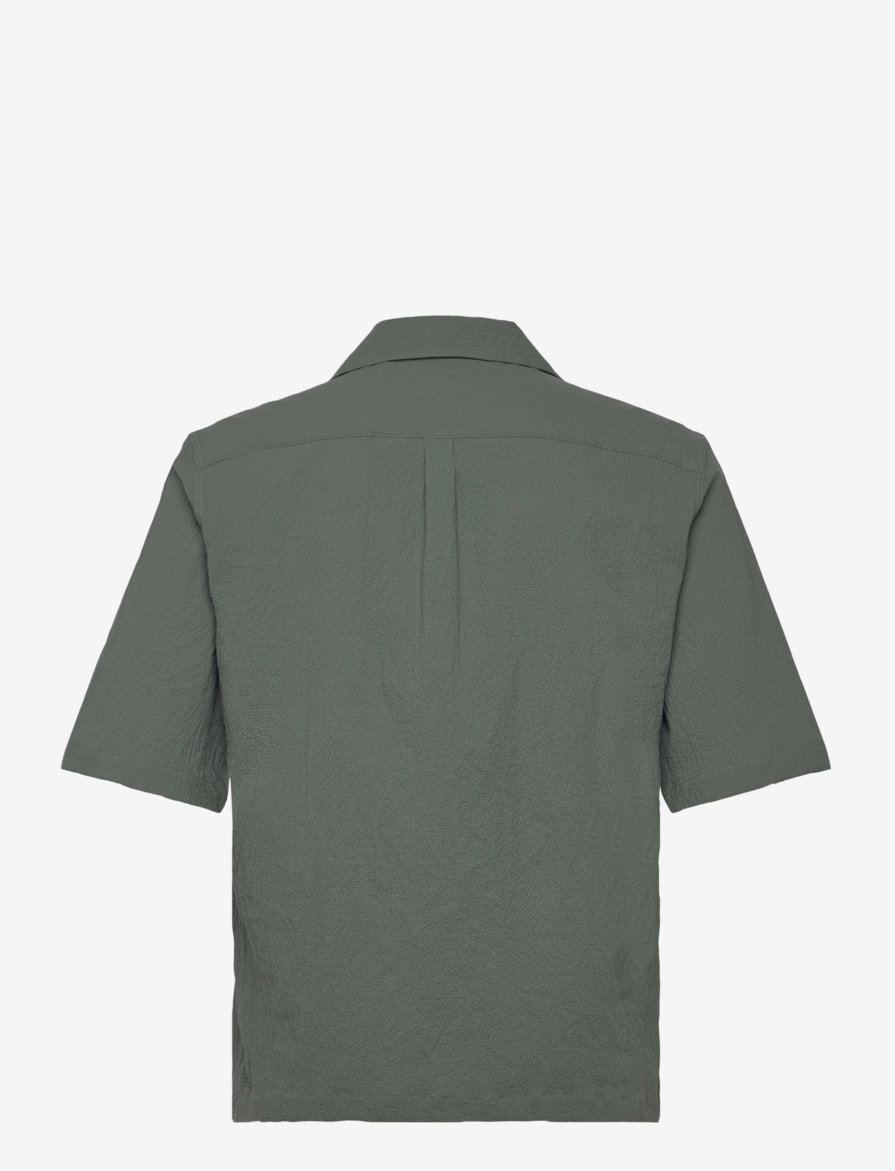Oscar Jacobson - Reg Fit Cuban SS Seersucker Shirt - kortärmade skjortor - 875 - balsam green - 1