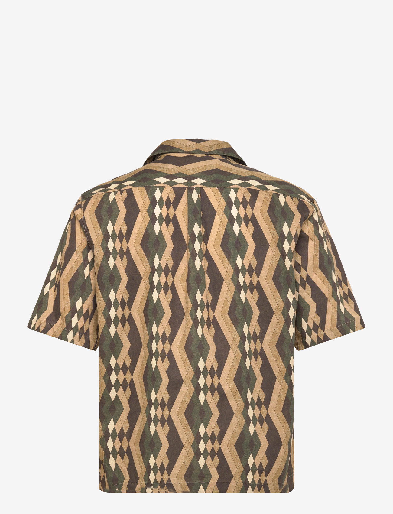 Oscar Jacobson - Reg Fit Cuban SS Tile Print - basic shirts - forest green - 1