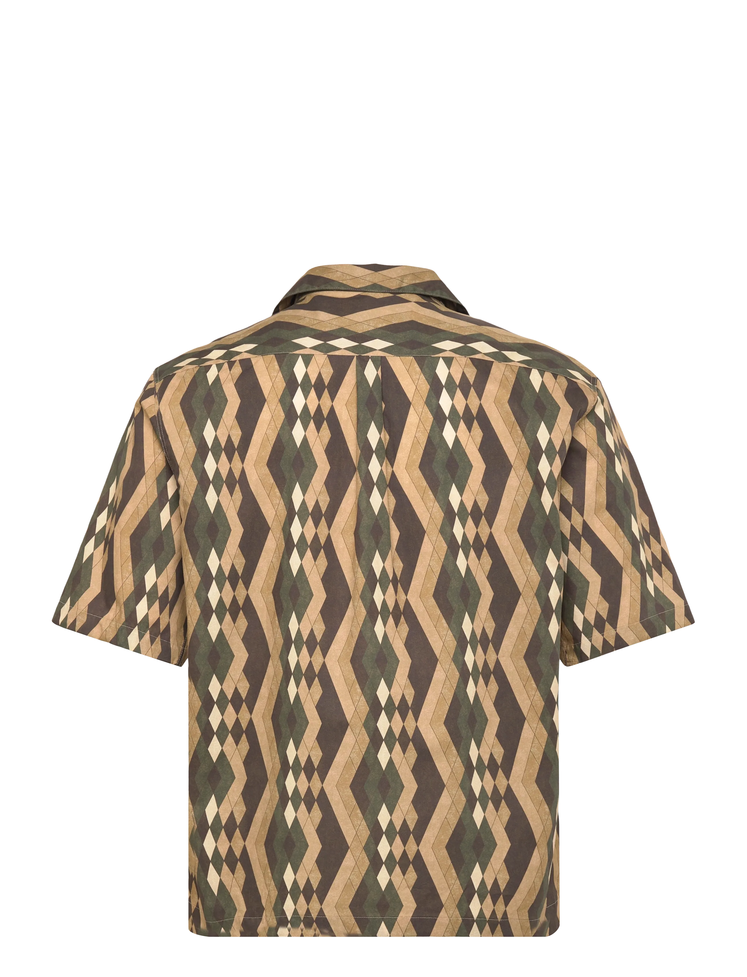 Oscar Jacobson - Reg Fit Cuban SS Tile Print - basic shirts - forest green - 2
