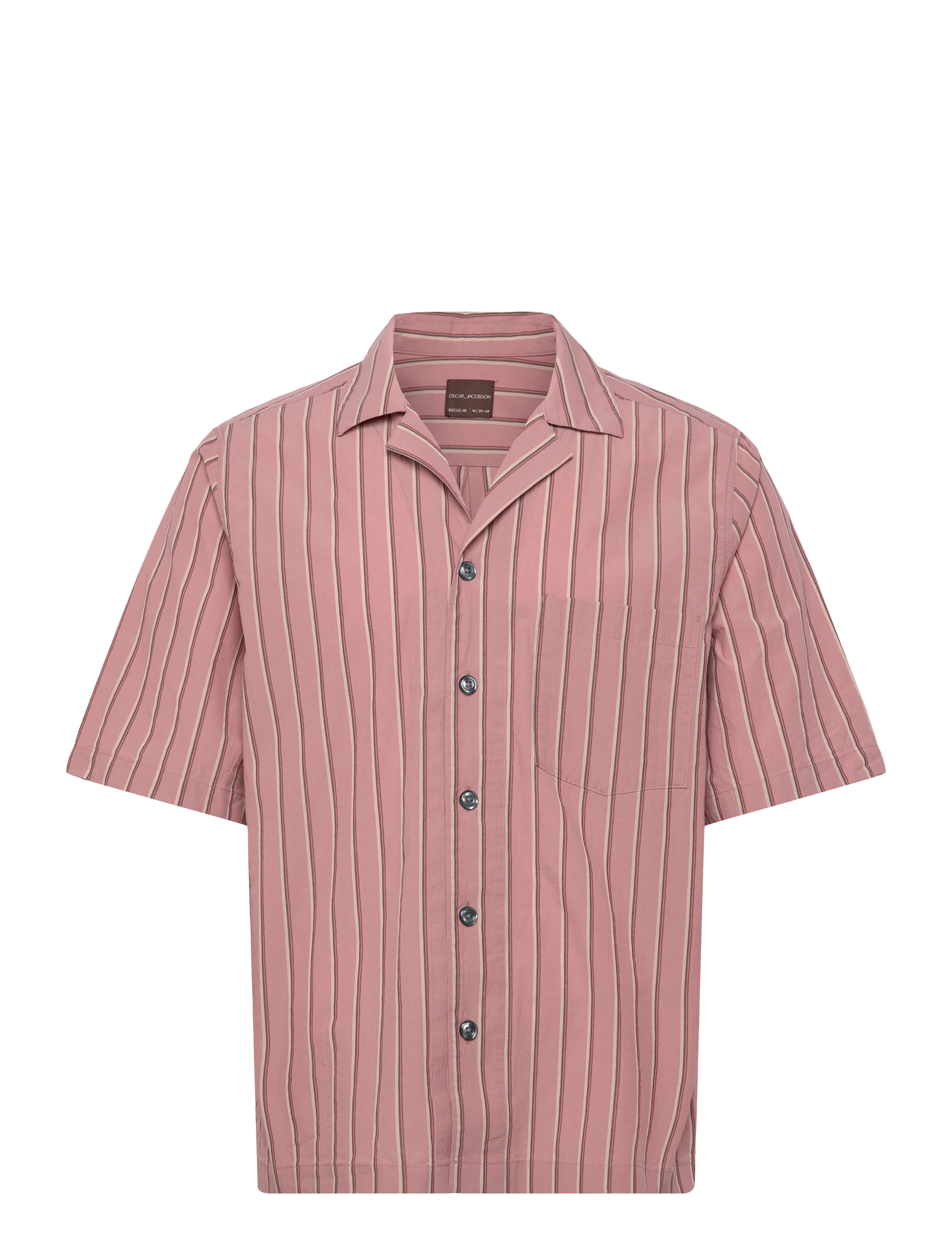 Oscar Jacobson Reg Fit Cuban Striped Shirt - New arrivals - DESERT ROSE / pink/rose