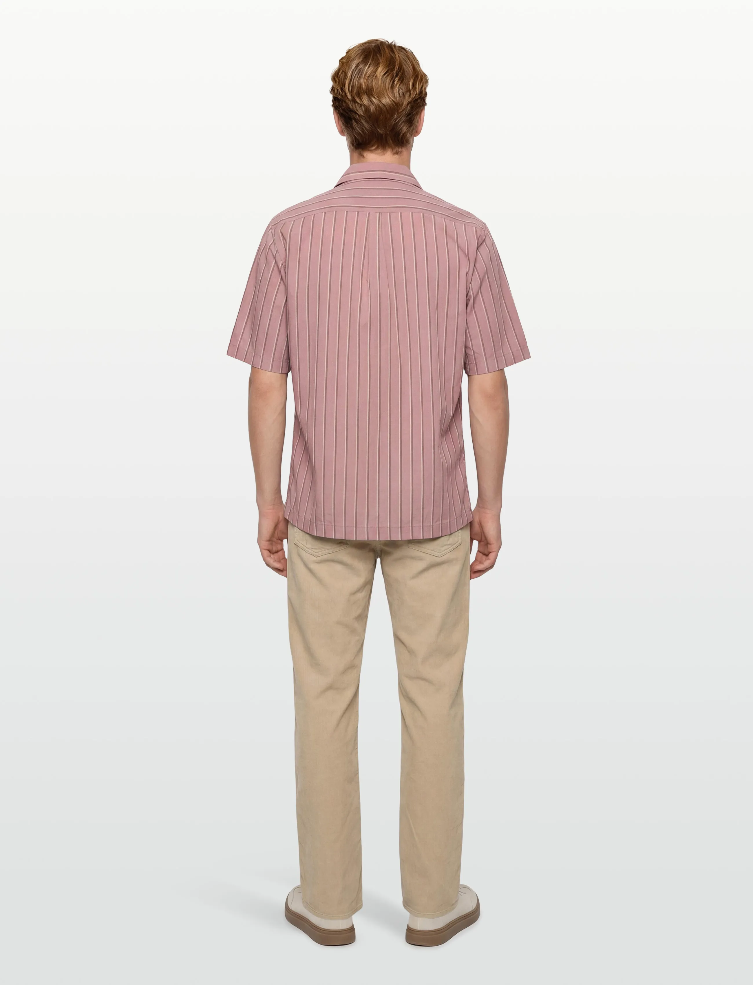 Oscar Jacobson - Reg Fit Cuban Striped Shirt - tavalised t-särgid - desert rose - 4