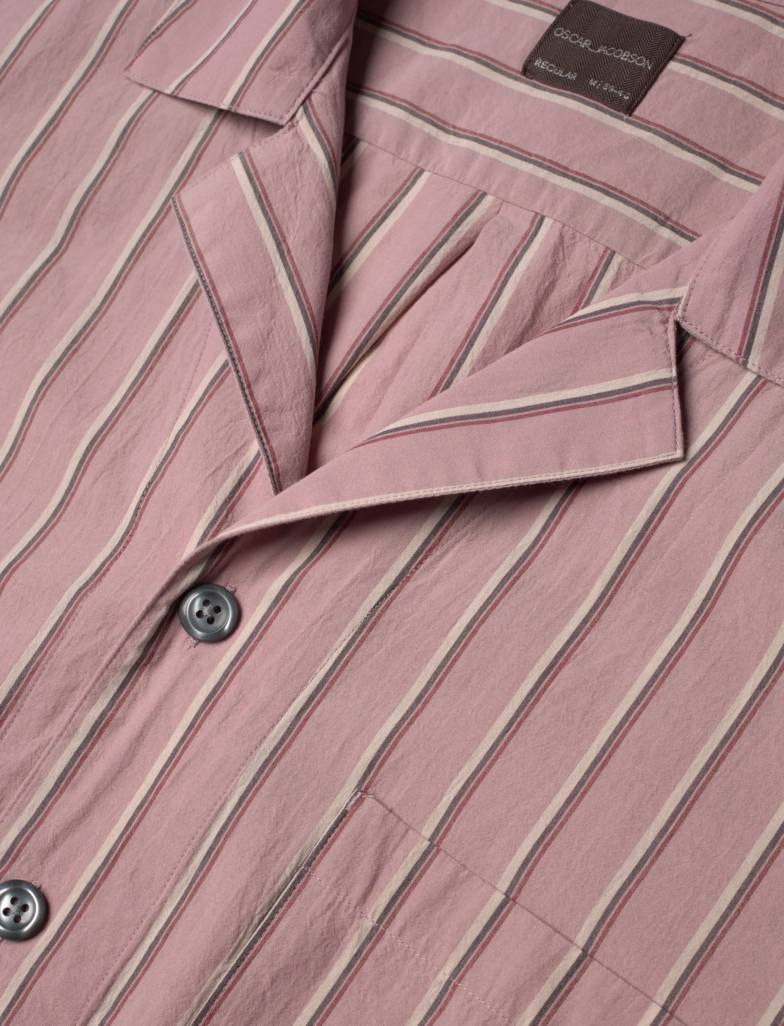 Oscar Jacobson - Reg Fit Cuban Striped Shirt - tavalised t-särgid - desert rose - 3