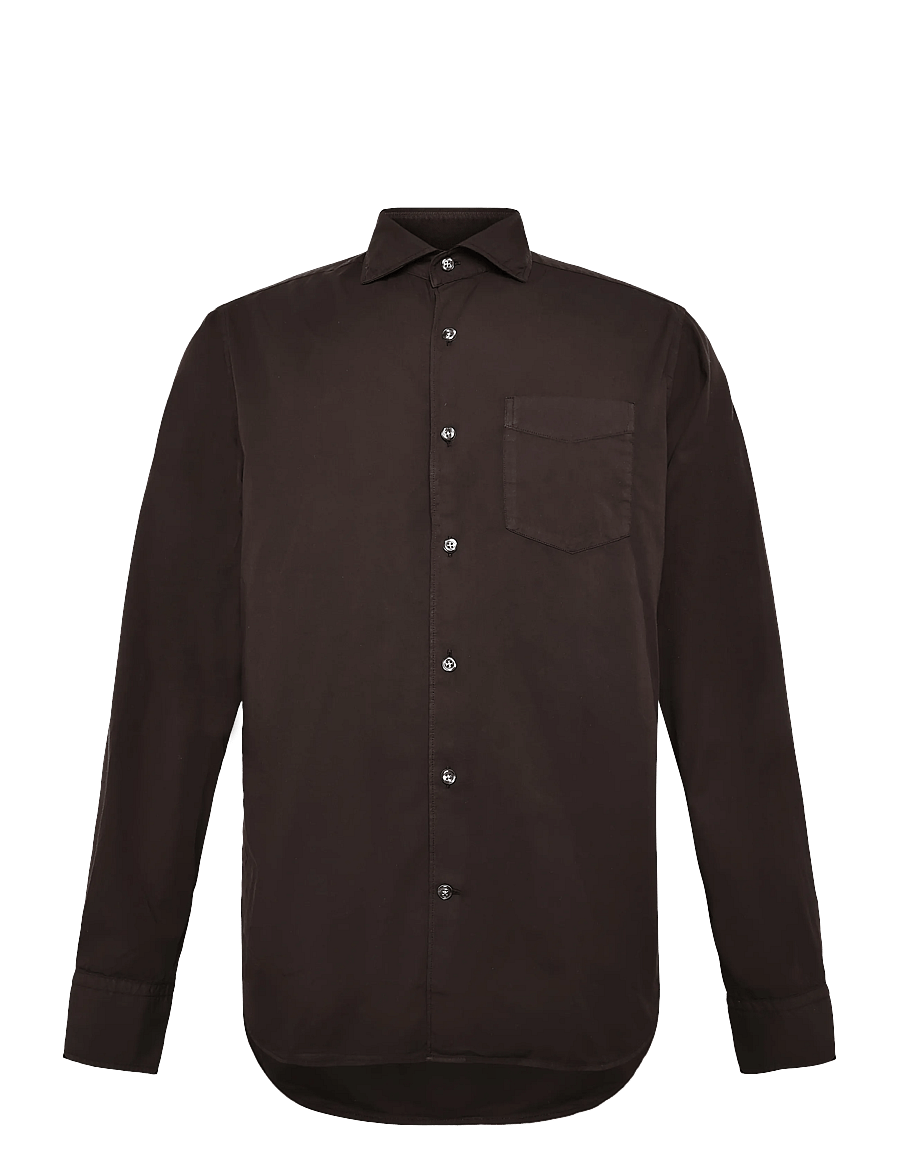 Oscar Jacobson - Reg Fit Wide Spread C GD Twill - basic-hemden - dark mud brown - 1