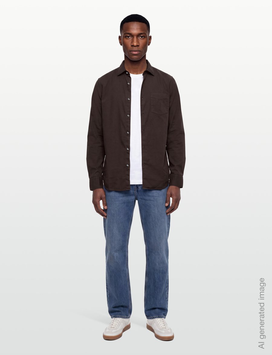 Oscar Jacobson - Reg Fit Wide Spread C GD Twill - basic-hemden - dark mud brown - 0