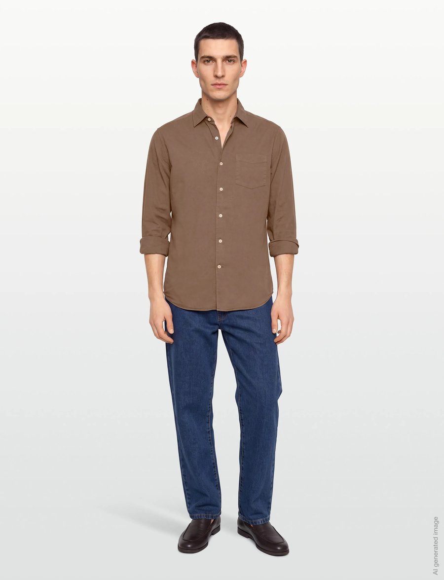 Oscar Jacobson - Reg Fit Wide Spread C GD Twill - basic-hemden - light army green - 0