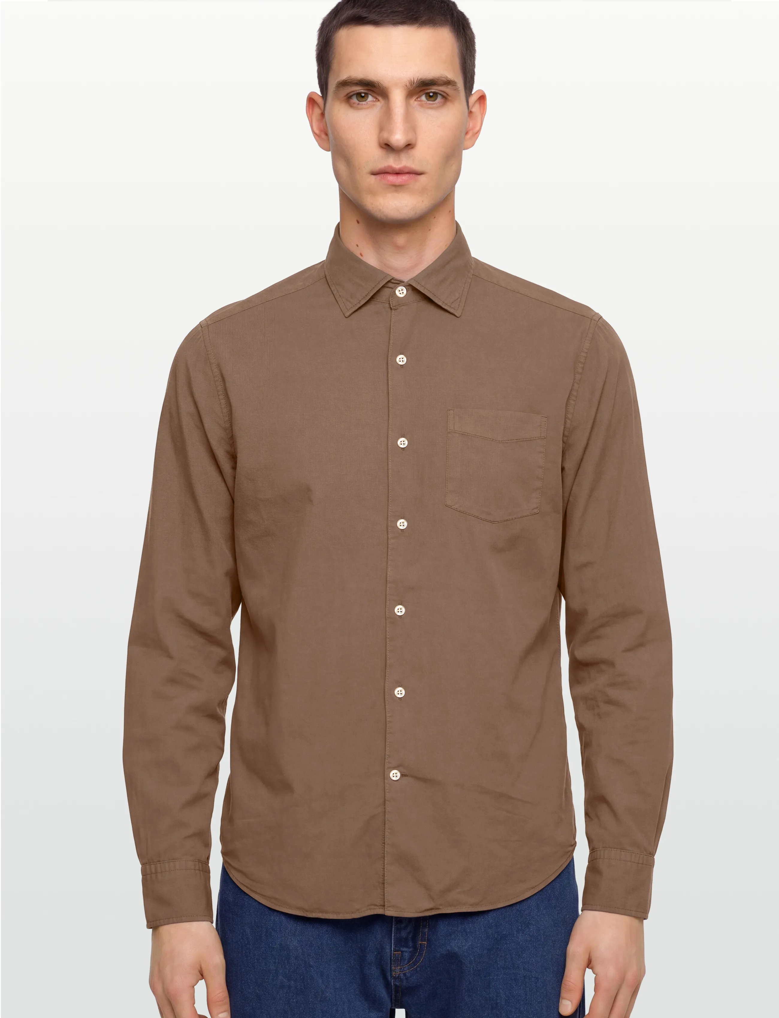 Oscar Jacobson - Reg Fit Wide Spread C GD Twill - basic-hemden - light army green - 3