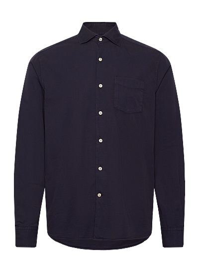 Oscar Jacobson Reg Fit Wide Spread C GD Twill - Shirts - NIGHT BLUE / navy