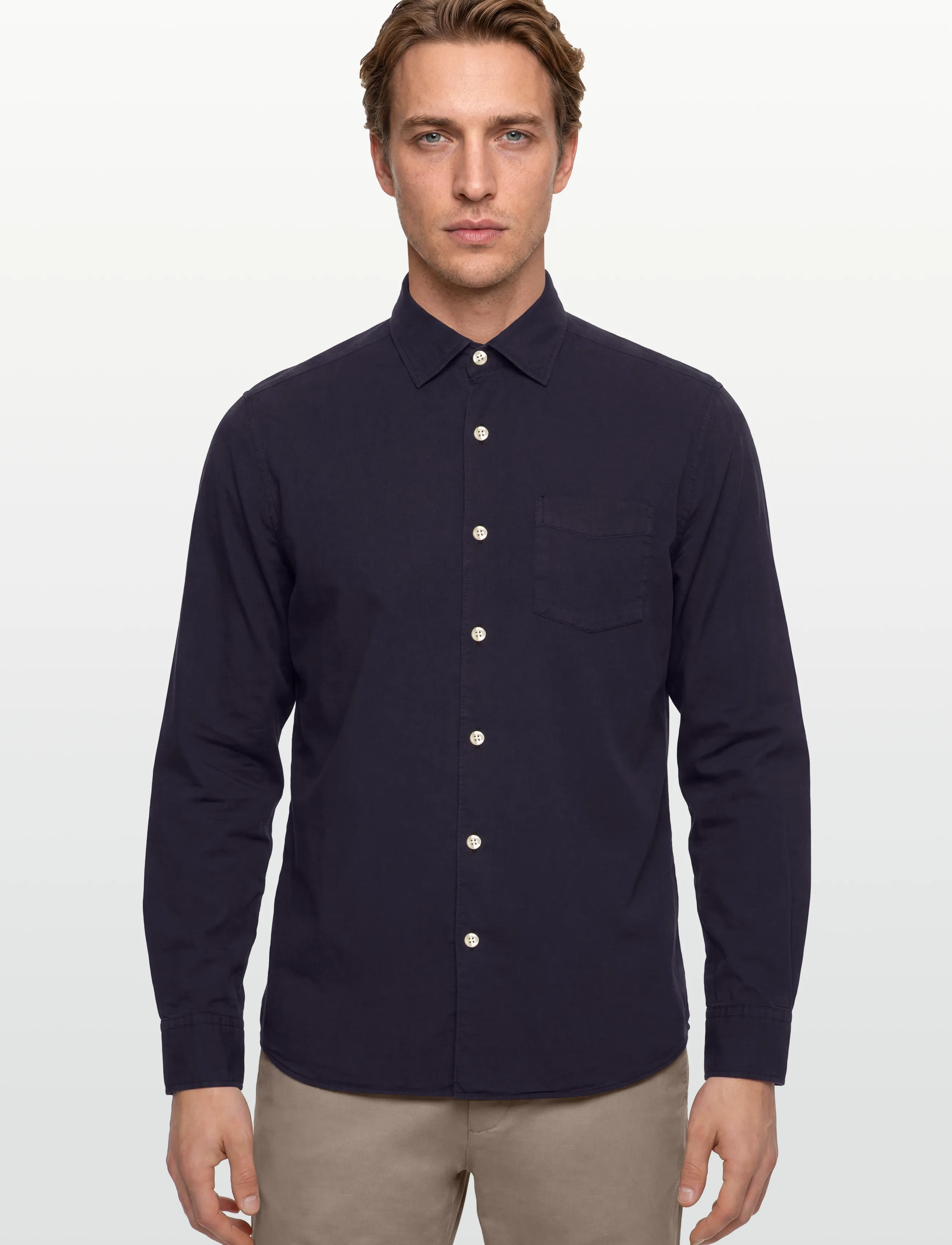 Oscar Jacobson - Reg Fit Wide Spread C GD Twill - basic-hemden - night blue - 3